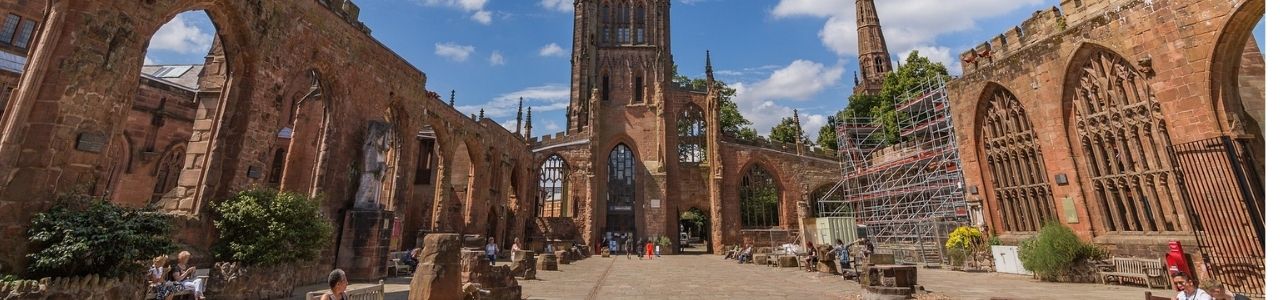 Coventry Cathedral. It's possible to visit the Cotswolds from Coventry