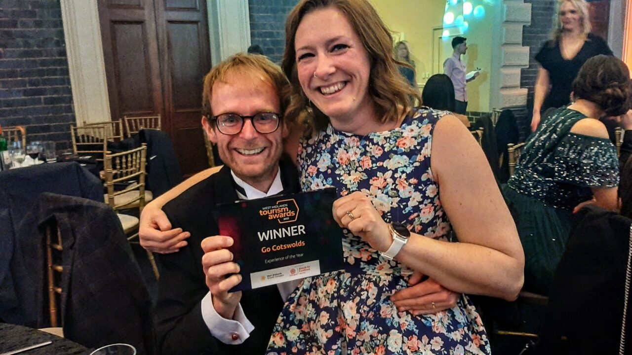 West Midlands Tourism Awards winners Tom & Lisa Benjamin of Go Cotswolds