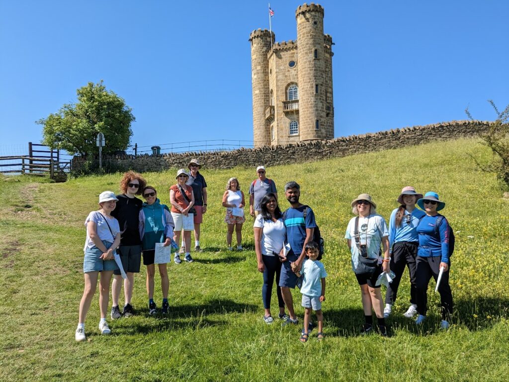 guests walking to Broadway Tower on a Go Cotswolds walking tour